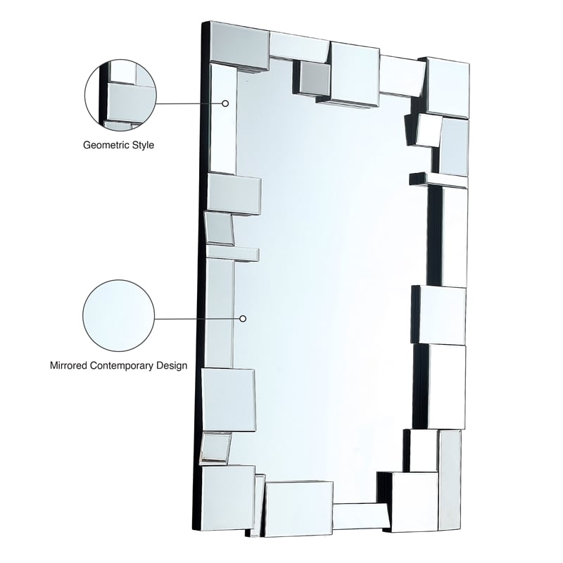 Meridian Furniture Jade Glass/Engineered Wood Staggered Geometric Accent Mirror