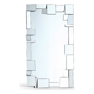 Meridian Furniture Jade Glass/Engineered Wood Staggered Geometric Accent Mirror
