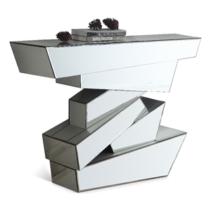 Meridian Furniture Jade Mirrored Geometric Designed Console Table
