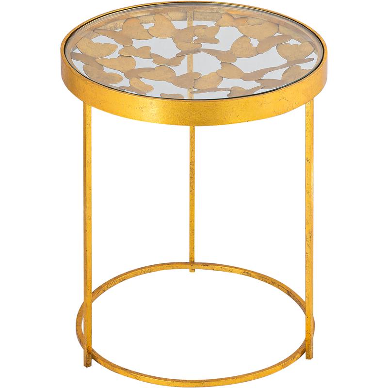 gold butterfly end table