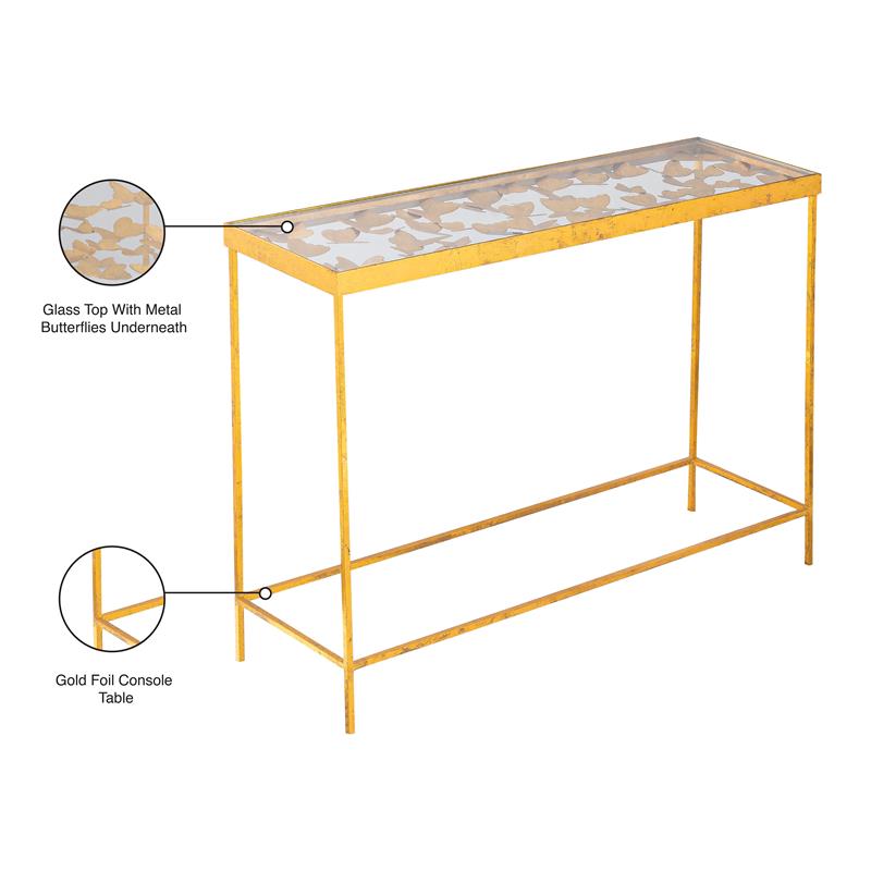 gold butterfly console table