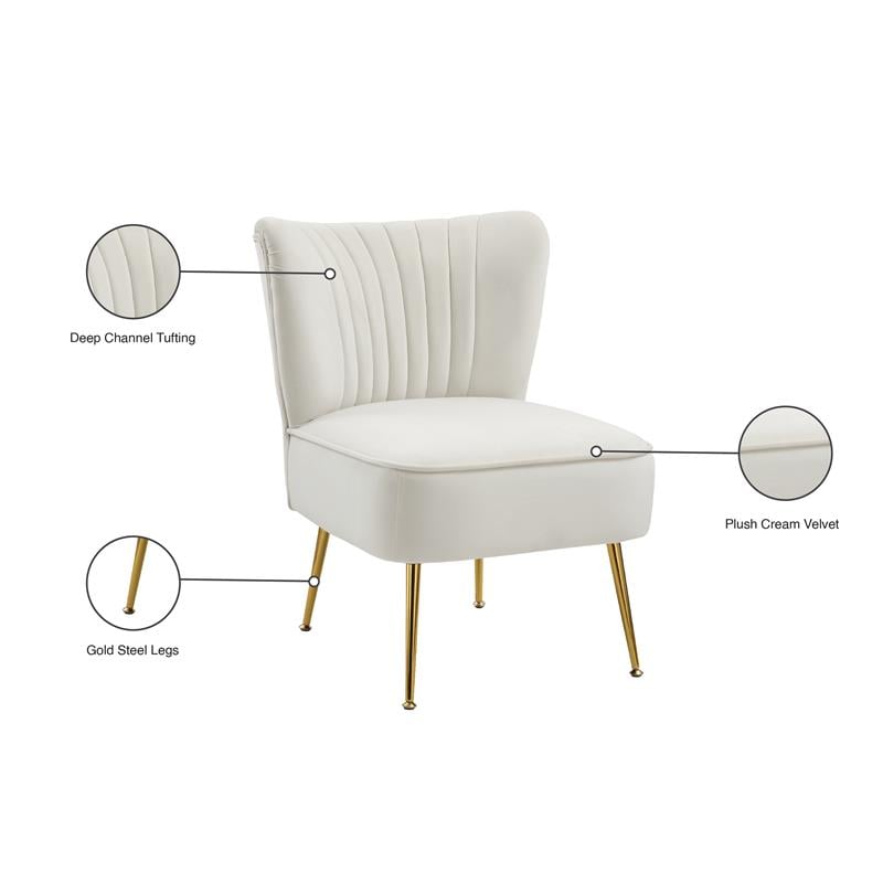 cream accent chair with gold legs