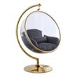 Meridian Furniture Luna Grey Fabric Acrylic and Metal Swing Bubble Accent Chair