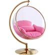Meridian Furniture Luna Pink Fabric Acrylic and Metal Swing Bubble Accent Chair
