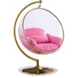 Meridian Furniture Luna Pink Fabric Acrylic and Metal Swing Bubble Accent Chair