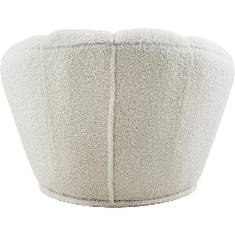Meridian Furniture Dream White Faux Sheepskin Fur Swivel Accent Chair