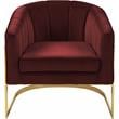Meridian Furniture Carter Burgundy Velvet Accent Chair with Gold Base