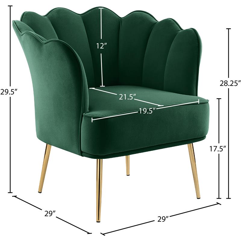Meridian Furniture Jester Green Velvet Accent Chair with Gold Iron Legs