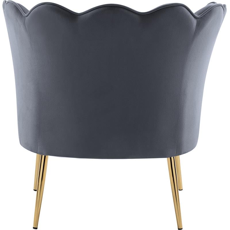 Meridian Furniture Jester Gray Velvet Accent Chair with Gold Iron Legs