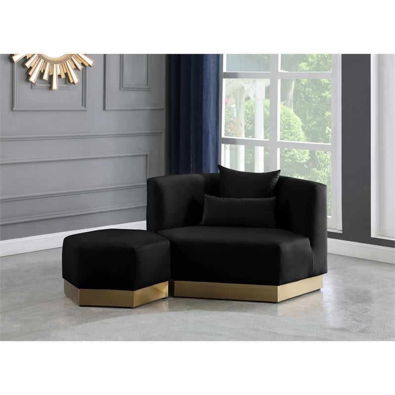 Meridian Furniture Marquis Black Velvet Ottoman