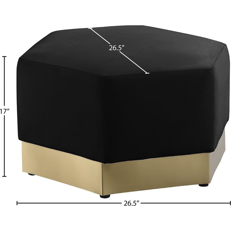 Meridian Furniture Marquis Black Velvet Ottoman