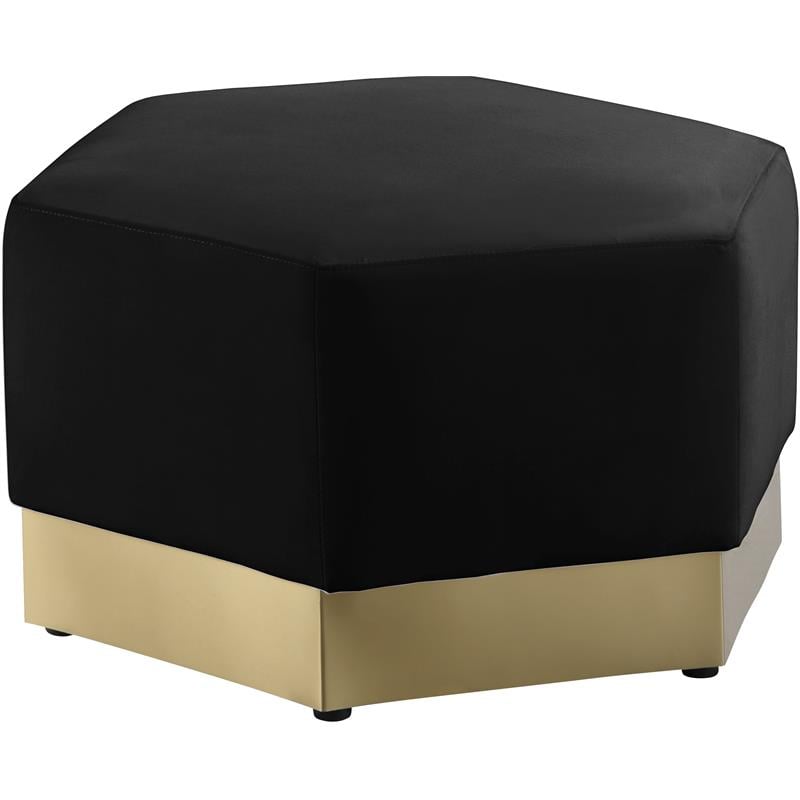 Meridian Furniture Marquis Black Velvet Ottoman