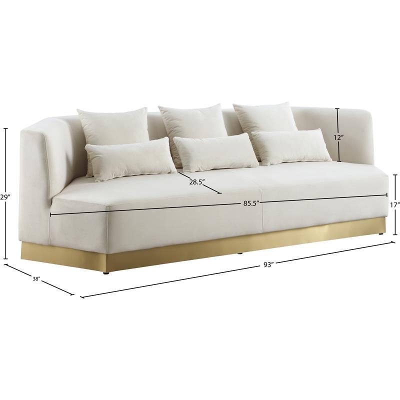 Meridian Furniture Marquis Cream Velvet Sofa