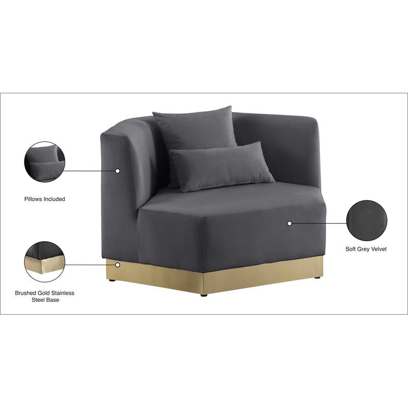 Meridian Furniture Marquis Gray Velvet Chair