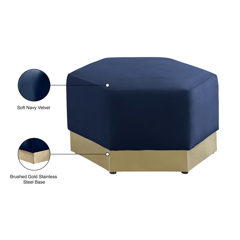 Meridian Furniture Marquis Navy Velvet Ottoman