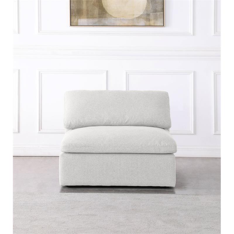 Meridian Furniture Serene Cream Durable Linen Fabric Deluxe Armless Chair