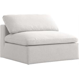 Meridian Furniture Serene Cream Durable Linen Fabric Deluxe Armless Chair