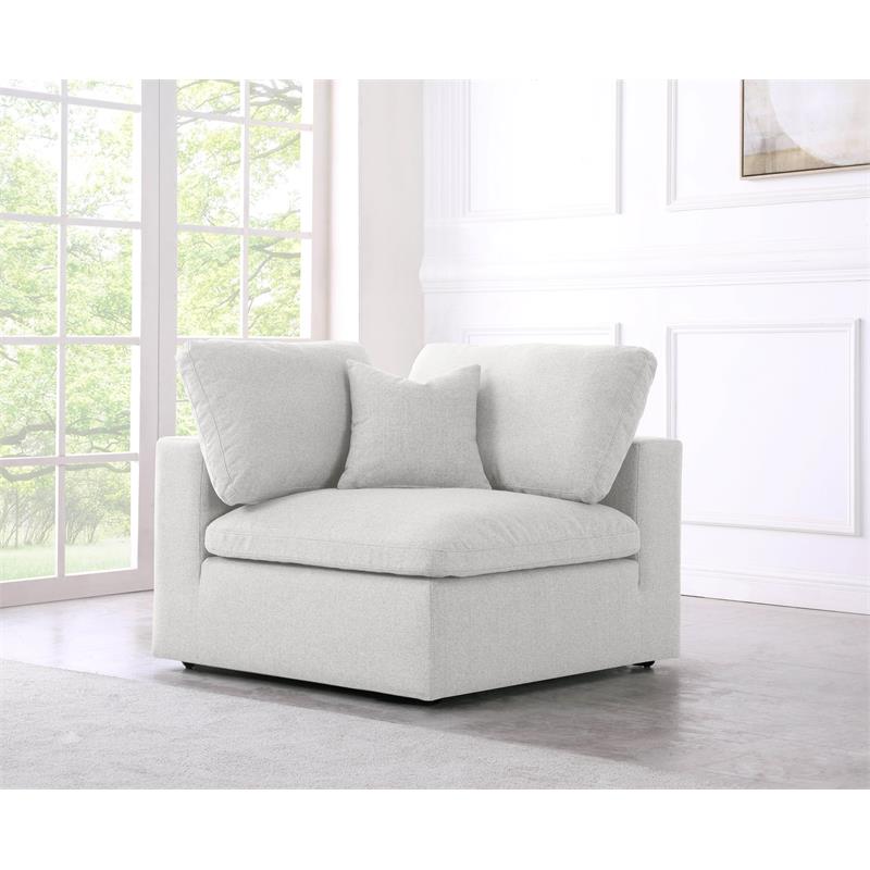 Meridian Furniture Serene Durable Linen Fabric Deluxe Corner Chair in Cream