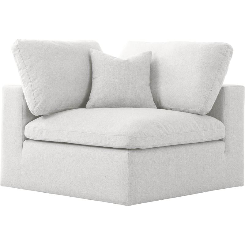 Meridian Furniture Serene Durable Linen Fabric Deluxe Corner Chair in Cream