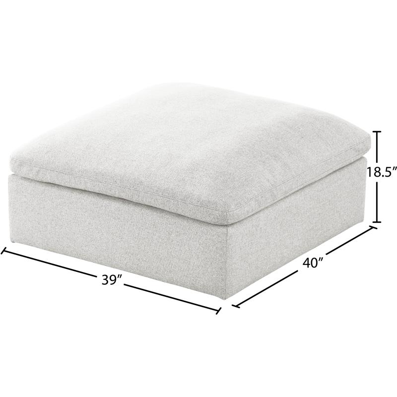 Meridian Furniture Serene Cream Durable Linen Fabric Deluxe Ottoman