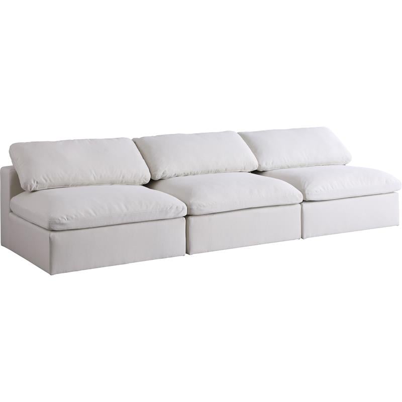 Meridian Furniture Serene Deluxe Cream Linen Fabric Modular Armless Sofa