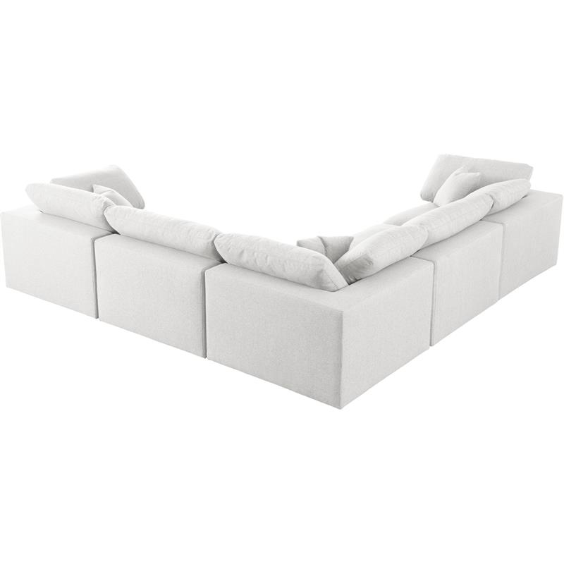 Meridian Furniture Serene Cream Durable Linen Fabric Modular Sectional