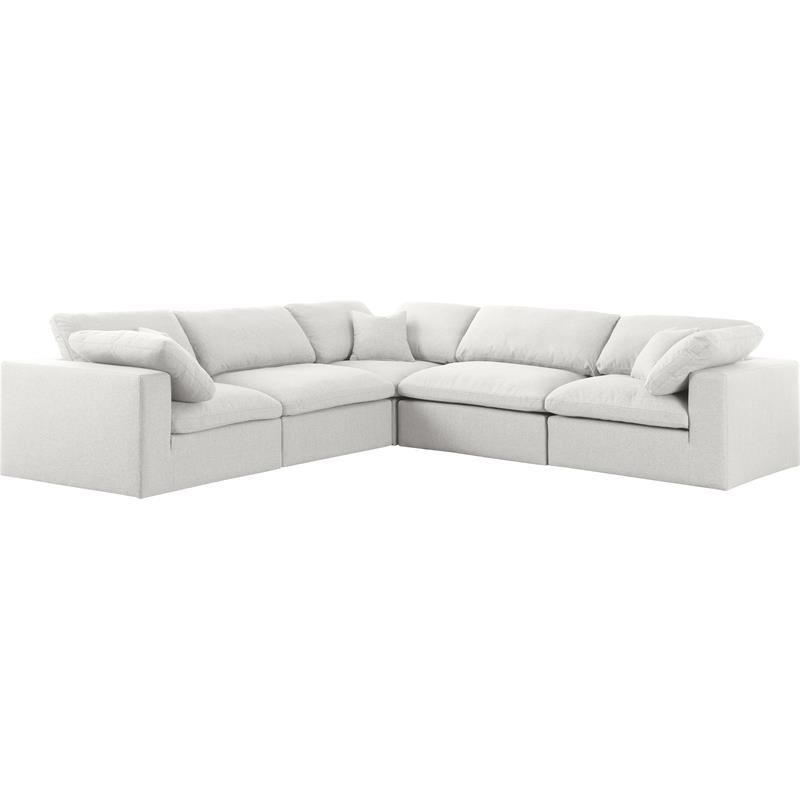 Meridian Furniture Serene Cream Durable Linen Fabric Modular Sectional