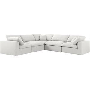 Meridian Furniture Serene Cream Durable Linen Fabric Modular Sectional