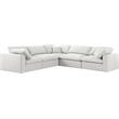 Meridian Furniture Serene Cream Durable Linen Fabric Modular Sectional
