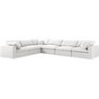 Meridian Furniture Serene Cream Durable Linen Fabric Modular Sectional