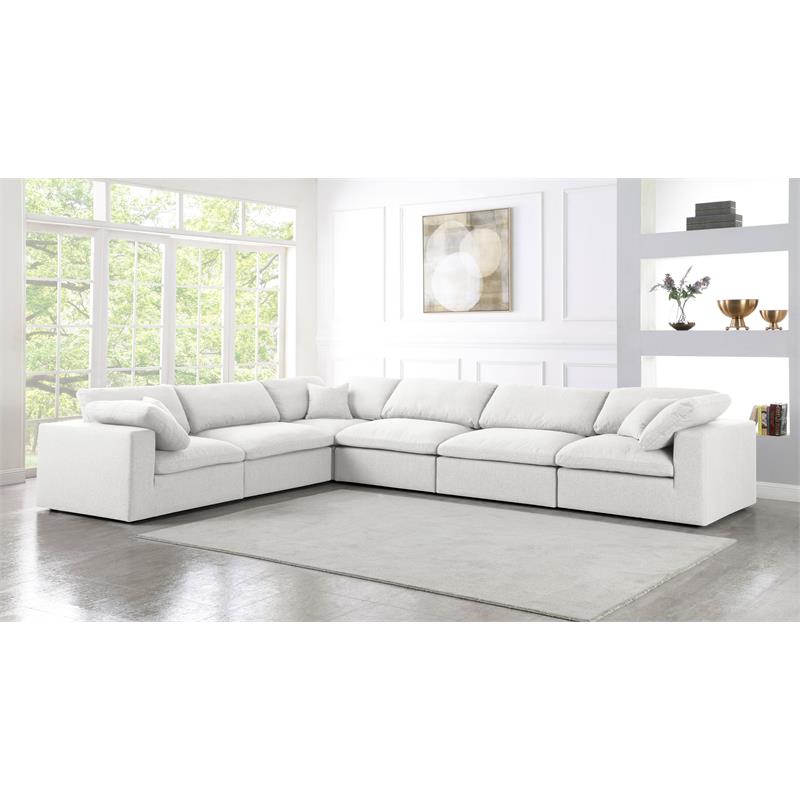 Meridian Furniture Serene Cream Durable Linen Fabric Modular Sectional
