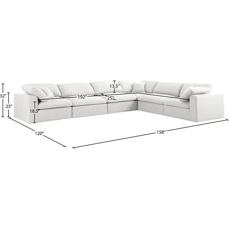 Meridian Furniture Serene Cream Durable Linen Fabric Modular Sectional