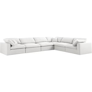 Meridian Furniture Serene Cream Durable Linen Fabric Modular Sectional