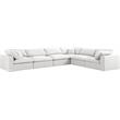 Meridian Furniture Serene Cream Durable Linen Fabric Modular Sectional