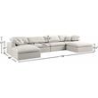 Meridian Furniture Serene Cream Durable Linen Fabric Modular Sectional