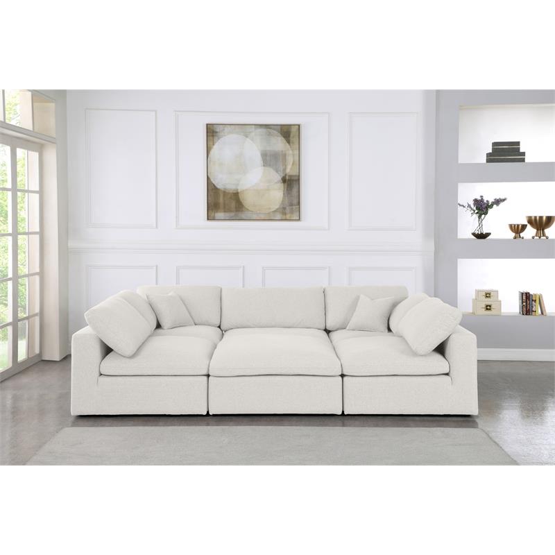 Meridian Furniture Serene Cream Durable Linen Fabric Modular Sectional