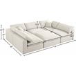 Meridian Furniture Serene Cream Durable Linen Fabric Modular Sectional