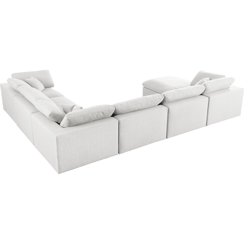 Meridian Furniture Serene Cream Durable Linen Fabric Modular Sectional
