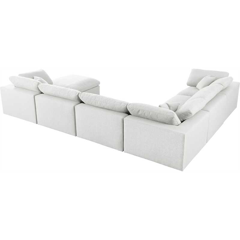 Meridian Furniture Serene Cream Durable Linen Fabric Modular Sectional