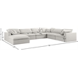 Meridian Furniture Serene Cream Durable Linen Fabric Modular Sectional