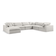 Meridian Furniture Serene Cream Durable Linen Fabric Modular Sectional