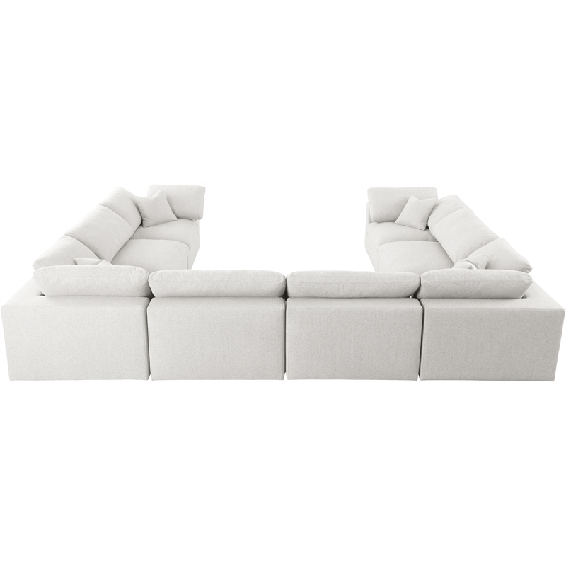 Meridian Furniture Serene Cream Durable Linen Fabric Modular Sectional