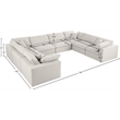 Meridian Furniture Serene Cream Durable Linen Fabric Modular Sectional