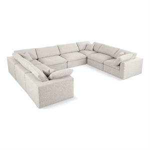 Meridian Furniture Serene Cream Durable Linen Fabric Modular Sectional