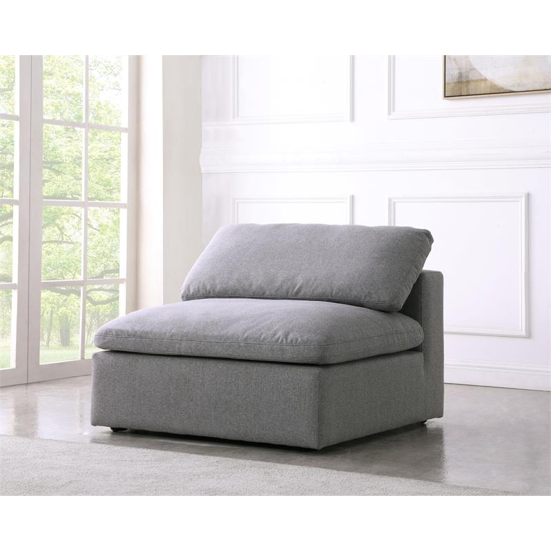 Meridian Furniture Serene Gray Durable Linen Fabric Deluxe Armless Chair