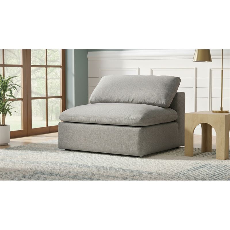 Meridian Furniture Serene Gray Durable Linen Fabric Deluxe Armless Chair