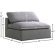 Meridian Furniture Serene Gray Durable Linen Fabric Deluxe Armless Chair