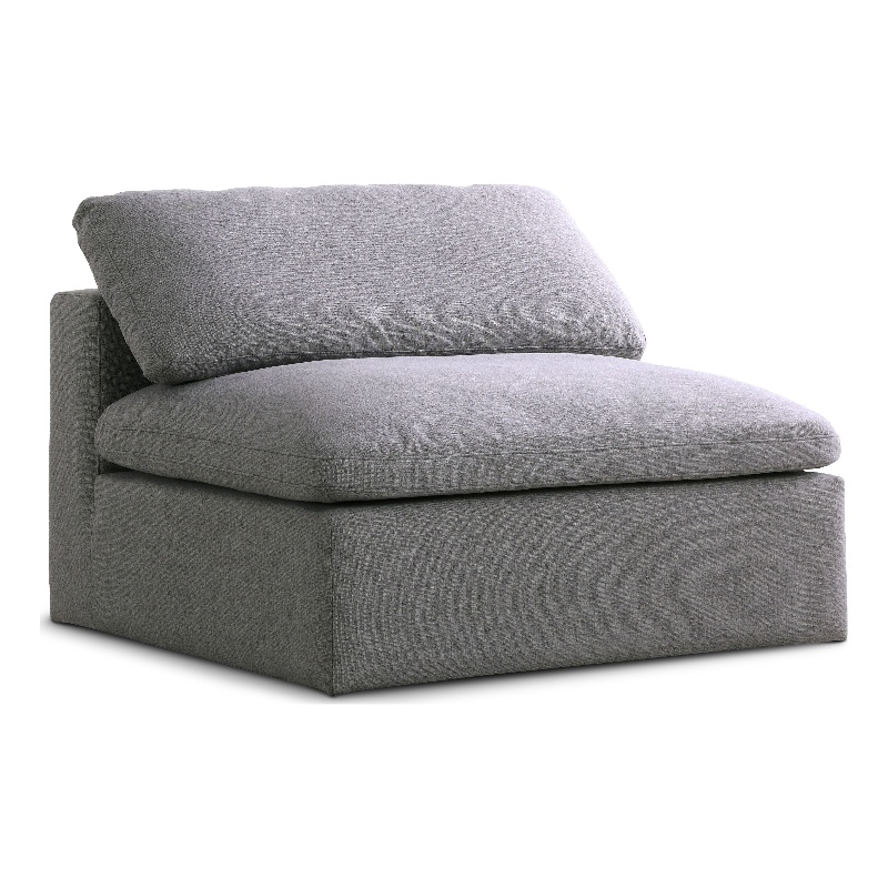 Meridian Furniture Serene Gray Durable Linen Fabric Deluxe Armless Chair