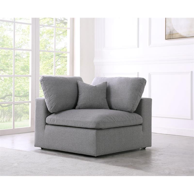 Meridian Furniture Serene Gray Durable Linen Fabric Deluxe Corner Chair