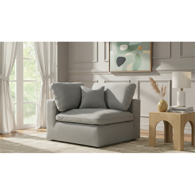 Meridian Furniture Serene Gray Durable Linen Fabric Deluxe Corner Chair